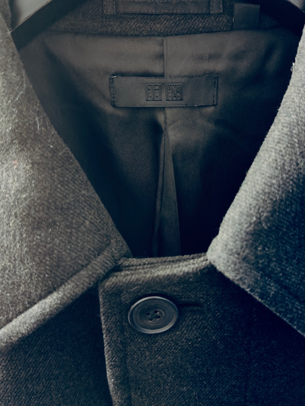 UNIQLO Men’s Large Forest Green Coat Japanese Minimalist Hidden Button Wool-Like - Picture 3 of 14